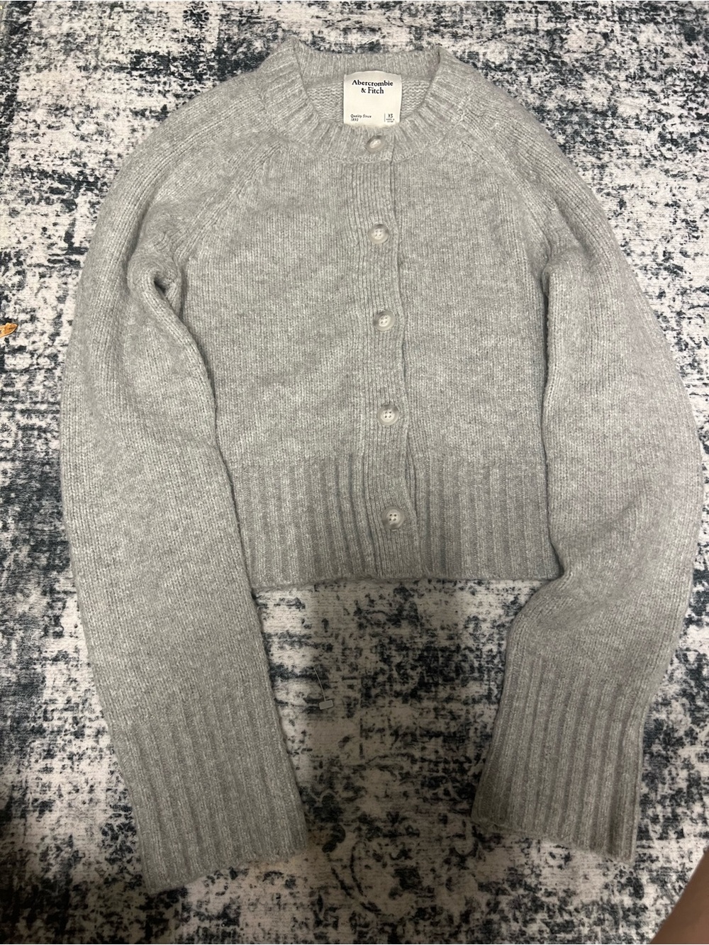 Abercrombie & Fitch Light Heather Gray Button-Front Knit Cardigan